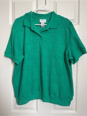 Alfred Dunner Textured Green Polo